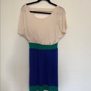 LUSH Elegant Cream and Blue Women's Dress‎